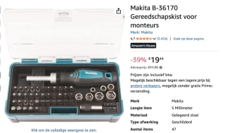 Makita B-36170 - bit- en borenset - 47 delig voor €19,44 bij Amazon