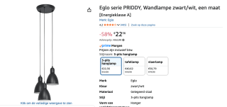 EGLO Priddy Hanglamp - E27 - Ø 32,5 cm voor €22,36 bij Amazon