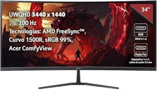 Monitor Acer Curvo 34" 200Hz en $4,997 | Oferta Amazon