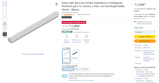 Barra de Sonido Sonos ARC Dolby Atmos por $11,999 | Oferta Amazon