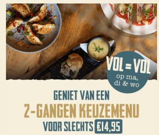 2 gangen diner voor €14,95 p.p bij Bregje