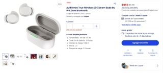 Audífonos True Wireless LG Xboom Buds por $999 | Coppel