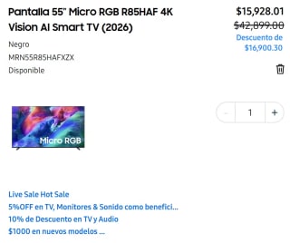 Smart TV Samsung 55" 4K por $13,538 | Santander MSI