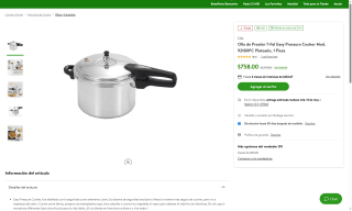 Olla de Presión T-Fal 45x30x30 cm por $758 | Oferta Bodega Aurrera