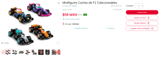 Minifigures Coches de F1 Coleccionables por $59 | Oferta Sears