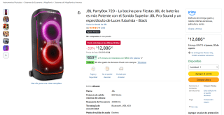 Parlante JBL PartyBox 720 por $12,887 en Amazon