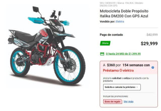 Motocicleta Italika DM200 con GPS por $20,999 | Elektra (PayPal y Banamex)