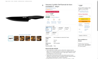Cuchillo Chef Vasconia 20cm por $129 | Oferta Amazon