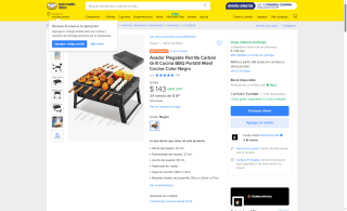 Asador Plegable Negro por $143 | Oferta Mercado Libre