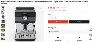 Krups Authentic+ C40 XP384G - Pistonmachine - Inclusief Melkopschuimer voor €109