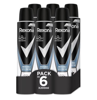 Rexona Invisible hombre Pack de 6×200ml por 9.08€.