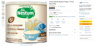 Cereal Infantil Nestum Etapa 1 Arroz Lata 270g por $39 | Descuento Amazon