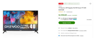 Daewoo 40 pulgadas Full HD Smart TV por $2,590 en Bodega Aurrera
