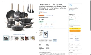 Juego de Cocina CAROTE 21 Piezas Granito por $2,466 | Amazon