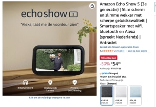 Amazon Echo Show 5 voor €54,99 bij Amazon