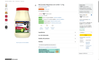 Mayonesa McCormick con Limón 1.2 kg por $98 | Oferta Amazon