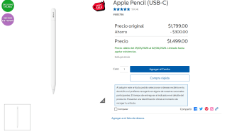 Apple Pencil (USB-C) por $1,499 | Oferta Costco
