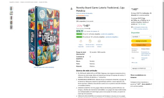 Juego Lotería Novelty por $149 | Oferta Amazon