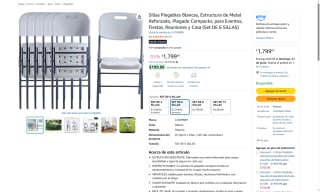 Pack 6 Sillas Blancas por $1,799 | Oferta Amazon