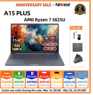 Ninkear A15 PLUS Laptop 16GBRam en 1 tb SSD AMD Ryzen 7 voor € 383,34 bij Aliexpress