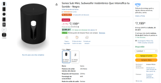 Sonos Sub Mini por $7,199 | Oferta Amazon