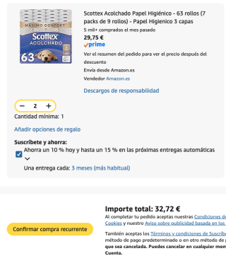 126 rollos Scottex Acolchado Papel Higiénico 3 capas por 32,72€