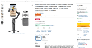 DJI Osmo Mobile 7P por $1,725 en Amazon