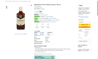 Ballantines Finest Whisky Escocés 700ml por $149 | Amazon