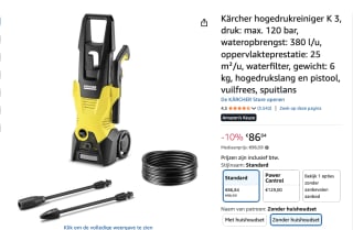 Kärcher K 3 Hogedrukreiniger - 1600W voor €86,84 bij Amazon