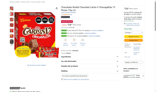 Chocolates Nestlé Carlos V por $74 | Oferta Amazon