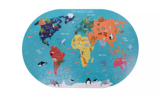 Chad Valley World Map, Alphabet & Numbers Floor Puzzles – 30 Pieces – Free Click & Co