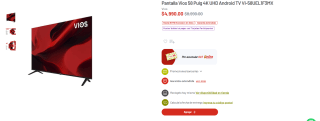 TV Vios 58" 4K UHD VI-58UEL1F por $3,860 | Soriana (BBVA)