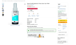 Epson T664220 Cian 220ml por $69 | Amazon