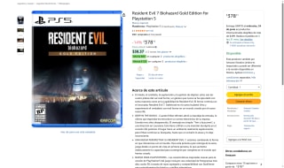 Resident Evil 7 Biohazard Gold Edition PS5 por $378 | Oferta Amazon
