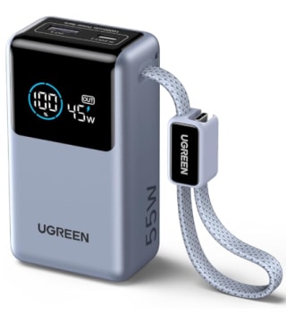 Batterie Externe UGREEN Nexode 55W 10000mAh Câble USB C Intégré Power Bank à 39,98€