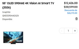 Smart TV Samsung 55" OLED S90HAE 4K por $12,426 | Tienda Santander