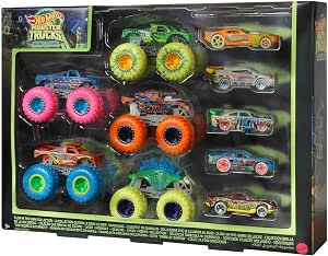 10 coches Hot Wheels Colección Monster Trucks Brillan en la Oscuridad por 23.99€