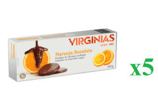 5 x Virginias Rodajas de naranja confitada bañadas con chocolate negro 150 g a 9.95€