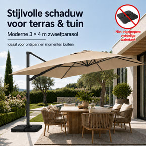 Depower 3 × 4 m cantileverparaplu, taupe, 360° draaibaar voor €369 bij Joybuy