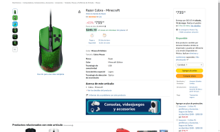 Mouse Razer Cobra Minecraft por $735 | Oferta Amazon