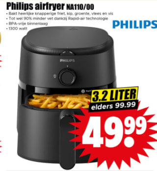 Philips 1000 series NA110/00 Airfryer 1000-serie 3,2 l voor €49,99 bij Dirk