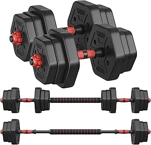 SONGMICS 21kg Adjustable Dumbbell Set w/ Connecting Bar – Hexagon Weights £26.38