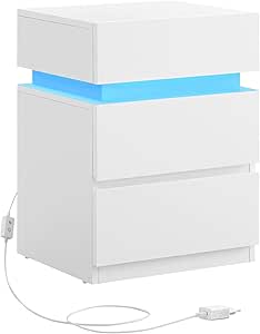 VASAGLE KAILYN Mesita Noche con Tira Luz LED Multicolor 3 cajones por 51,43€