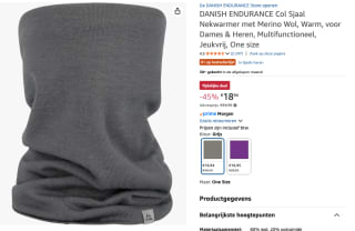 DANISH ENDURANCE Colsjaal met Merinowol voor €18,94 bij Amazon