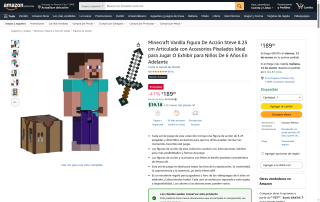 Figura de Acción Steve Minecraft 8.25cm por $189 | Amazon