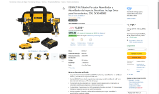 Kit Herramientas Inalámbricas DEWALT 20V por $4,399 | Amazon