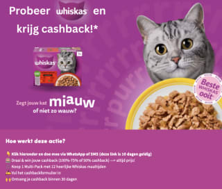 Win tot 100% cashback op Whiskas kattenvoer