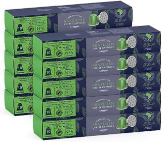 100 cápsulas By Amazon Café Brasileño Compatible con Nespresso por 13.90€