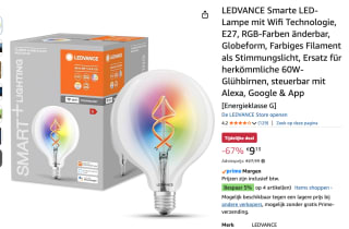 LEDVANCE SMART+ globe 125 RGBW voor €9,13 bij Amazon