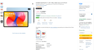 HUAWEI MatePad SE 11 8GB 128GB por $3,999 en Amazon